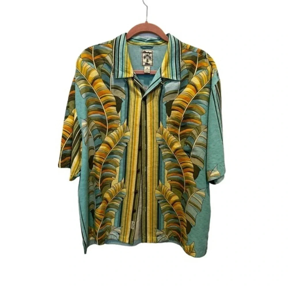 Montego Mon Tropical Silk Short Sleeve Shirt Size L‎